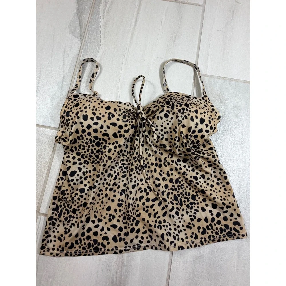 Victoria's Secret Leopard Print Underwire Tankini Top 36D Tan Black 293498-4RT